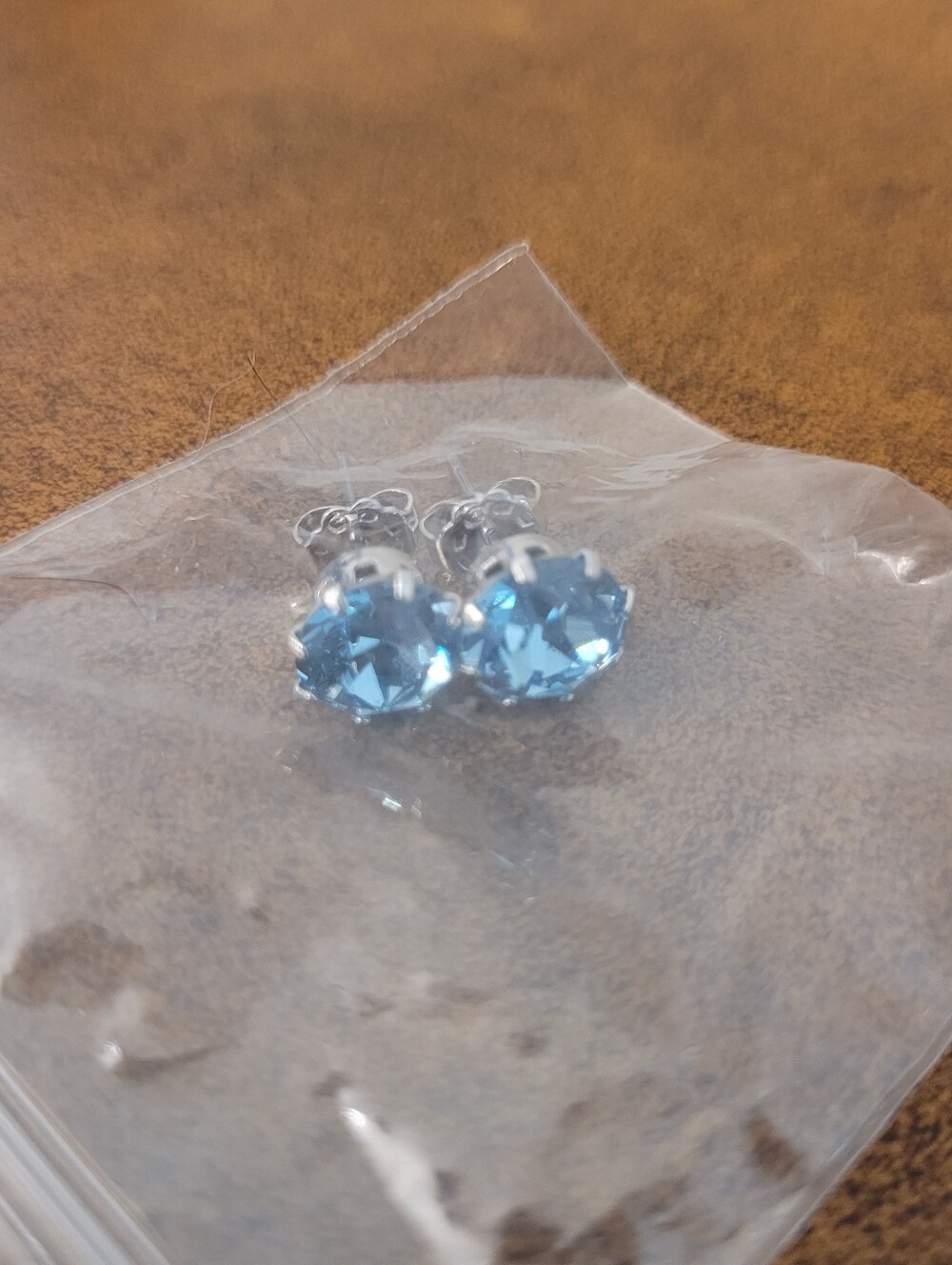 Silver Blue Crystal Stud Earrings